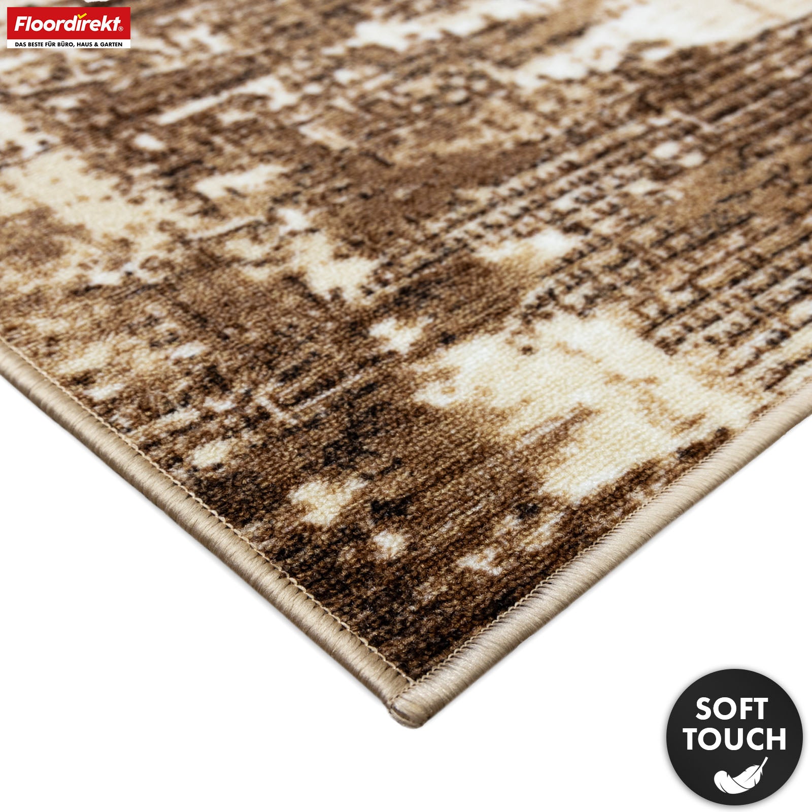 Tæppeløber | Ravena | Moderne løber i antracit & brun | Abstrakt design med skridsikker gummibagside | Slidstærk & let at vedligeholde