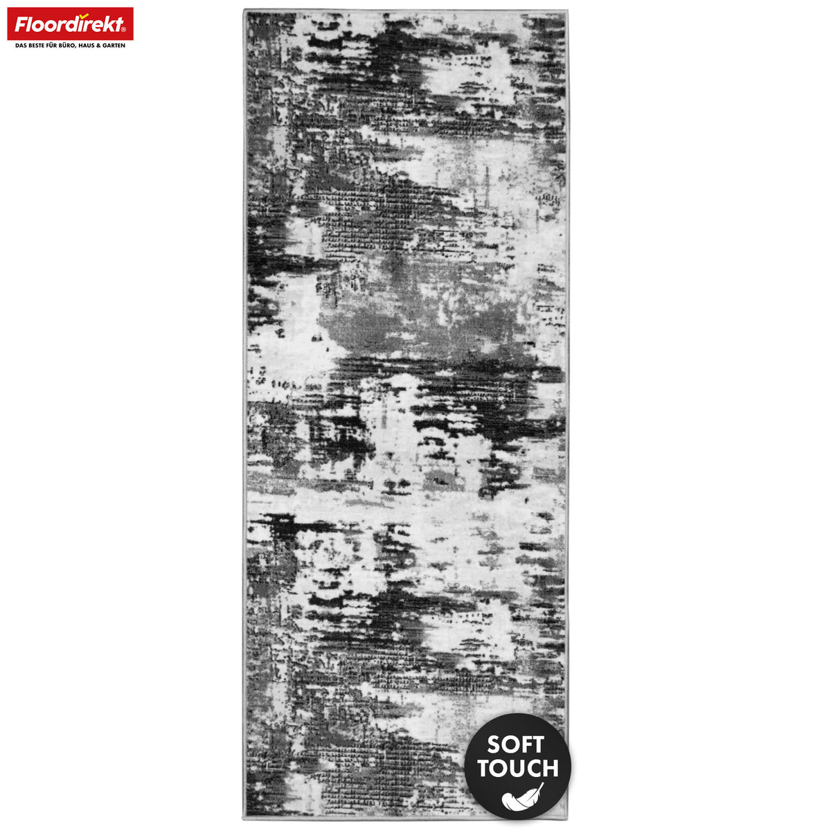 Tæppeløber | Ravena | Moderne løber i antracit & brun | Abstrakt design med skridsikker gummibagside | Slidstærk & let at vedligeholde