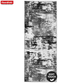 Tæppeløber | Ravena | Moderne løber i antracit & brun | Abstrakt design med skridsikker gummibagside | Slidstærk & let at vedligeholde