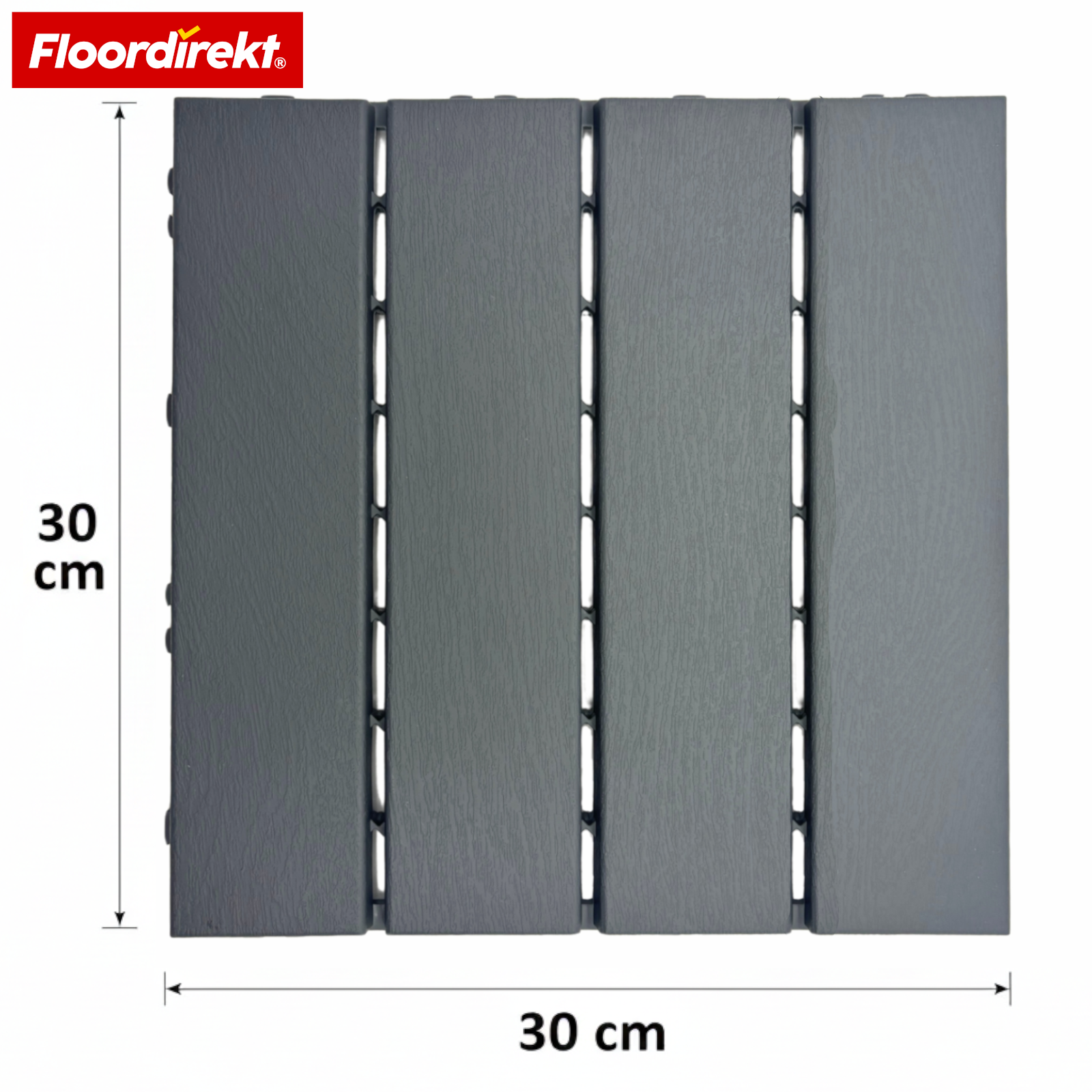 Terrassefliser | Elyse | Grå | 30x30 cm klikfliser i polypropylen | Vejrbestandige, nemme at rengøre & lette at lægge