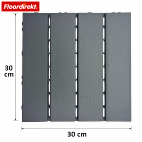 Terrassefliser | Elyse | Grå | 30x30 cm klikfliser i polypropylen | Vejrbestandige, nemme at rengøre & lette at lægge