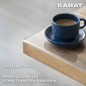 Gennemsigtig, mat bordfolie med lige snit | Crystal | Mat beskyttelsesfolie til borde | Skræddersyet tilskæring