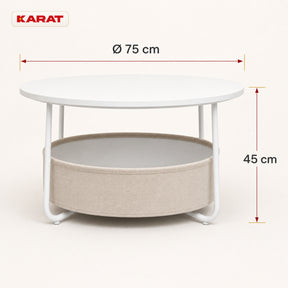 Sidebord | Tore | Rundt stuebord med åben opbevaring i træ & stål | Ø 75 cm