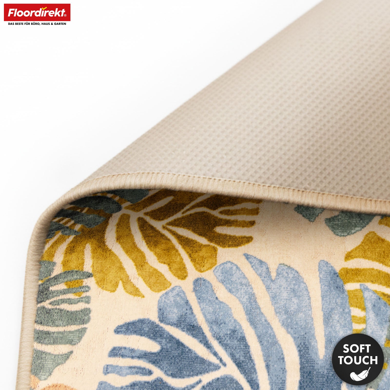 Bolig­tæppe | Amazonia | Moderne tæppe med bladmotiv | Skridsikker, slidstærk & nem at vedligeholde | Fås i flere størrelser