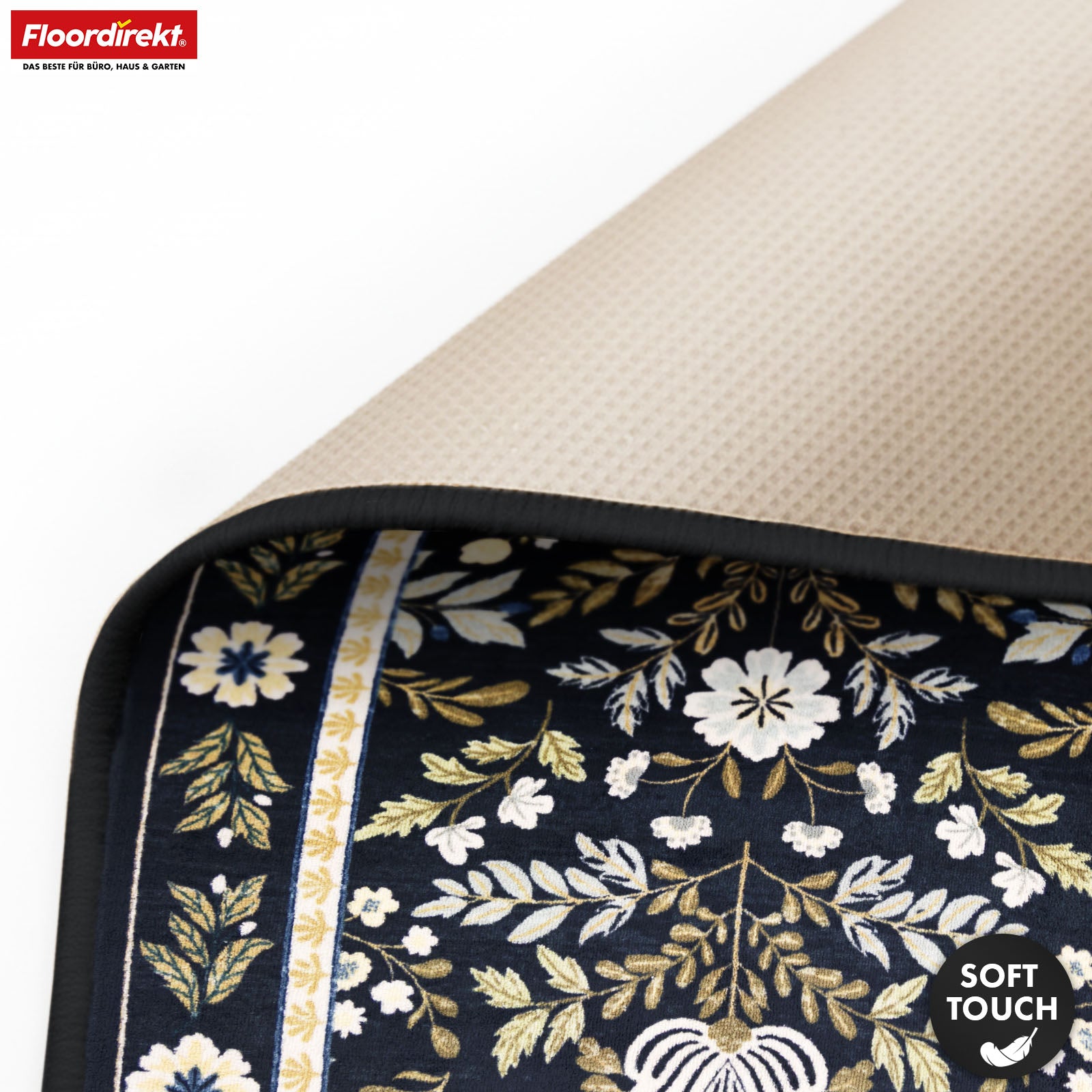 Boligtæppe | Aristo | Elegant tæppe med klassisk blomstermønster | Skridsikkert, holdbart & nemt at vedligeholde | Fås i flere størrelser