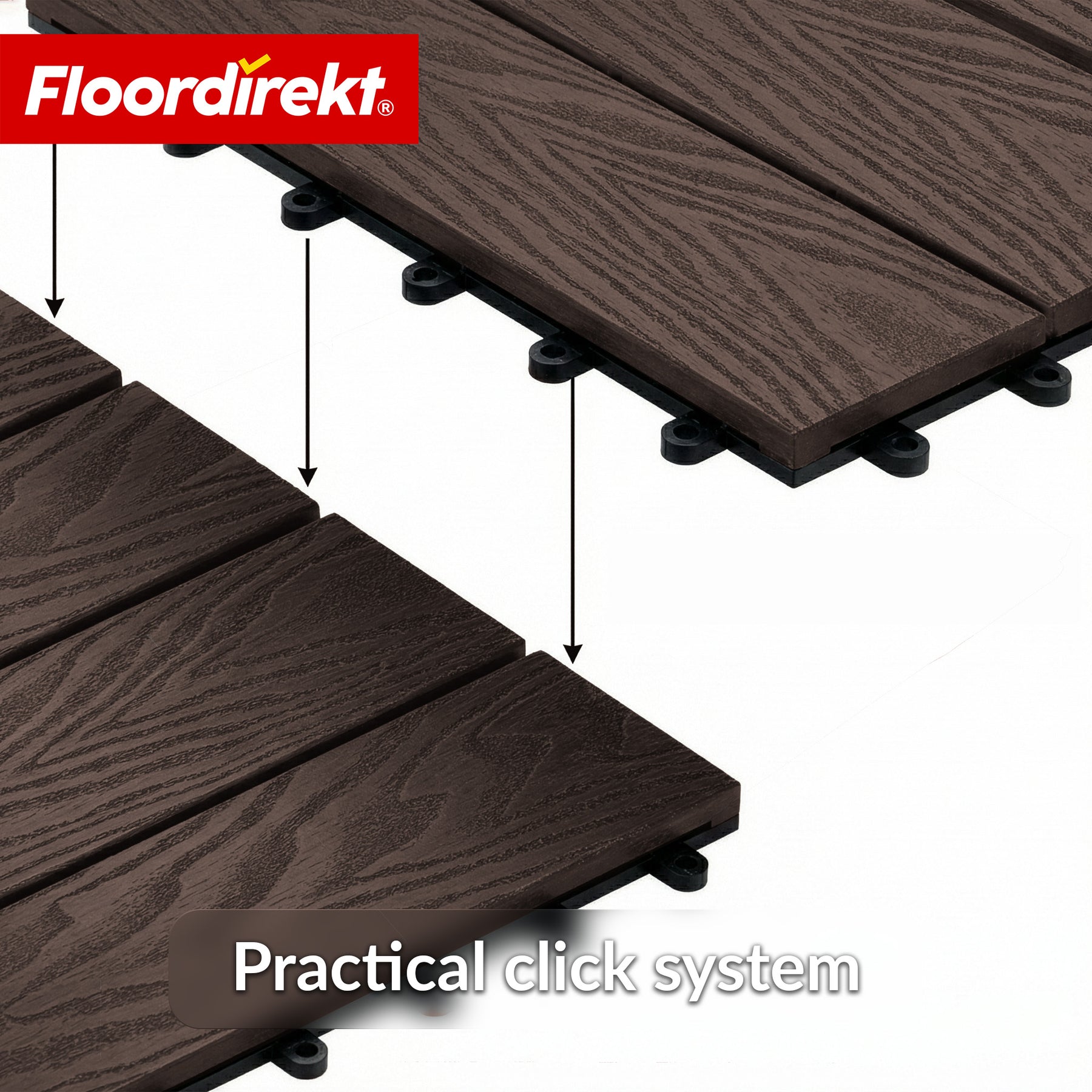 WPC-terrasseflise | Noble 3D | Moderne klikflise 30 x 30 cm til altan & terrasse