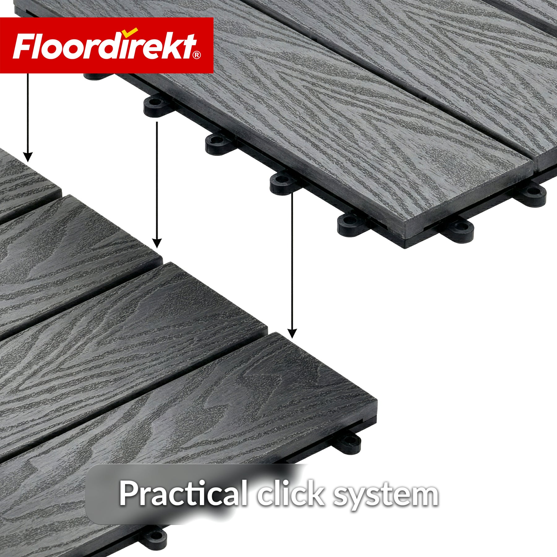 WPC-terrasseflise | Noble 3D | Moderne klikflise 30 x 30 cm til altan & terrasse