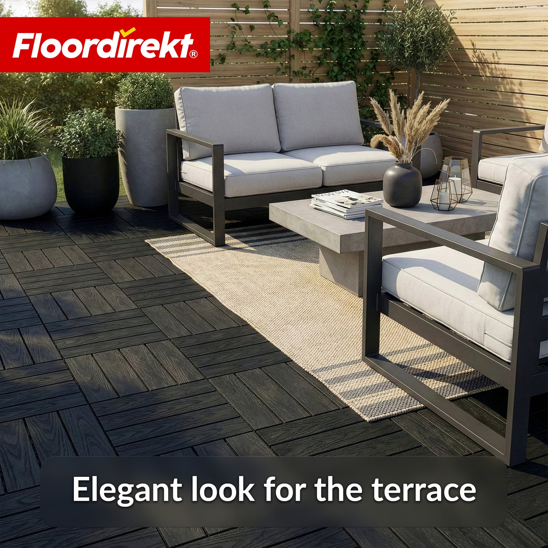 WPC-terrasseflise | Noble 3D | Moderne klikflise 30 x 30 cm til altan & terrasse