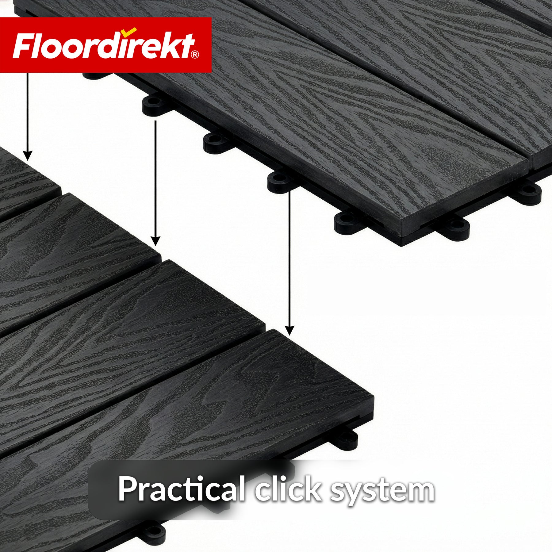 WPC-terrasseflise | Noble 3D | Moderne klikflise 30 x 30 cm til altan & terrasse