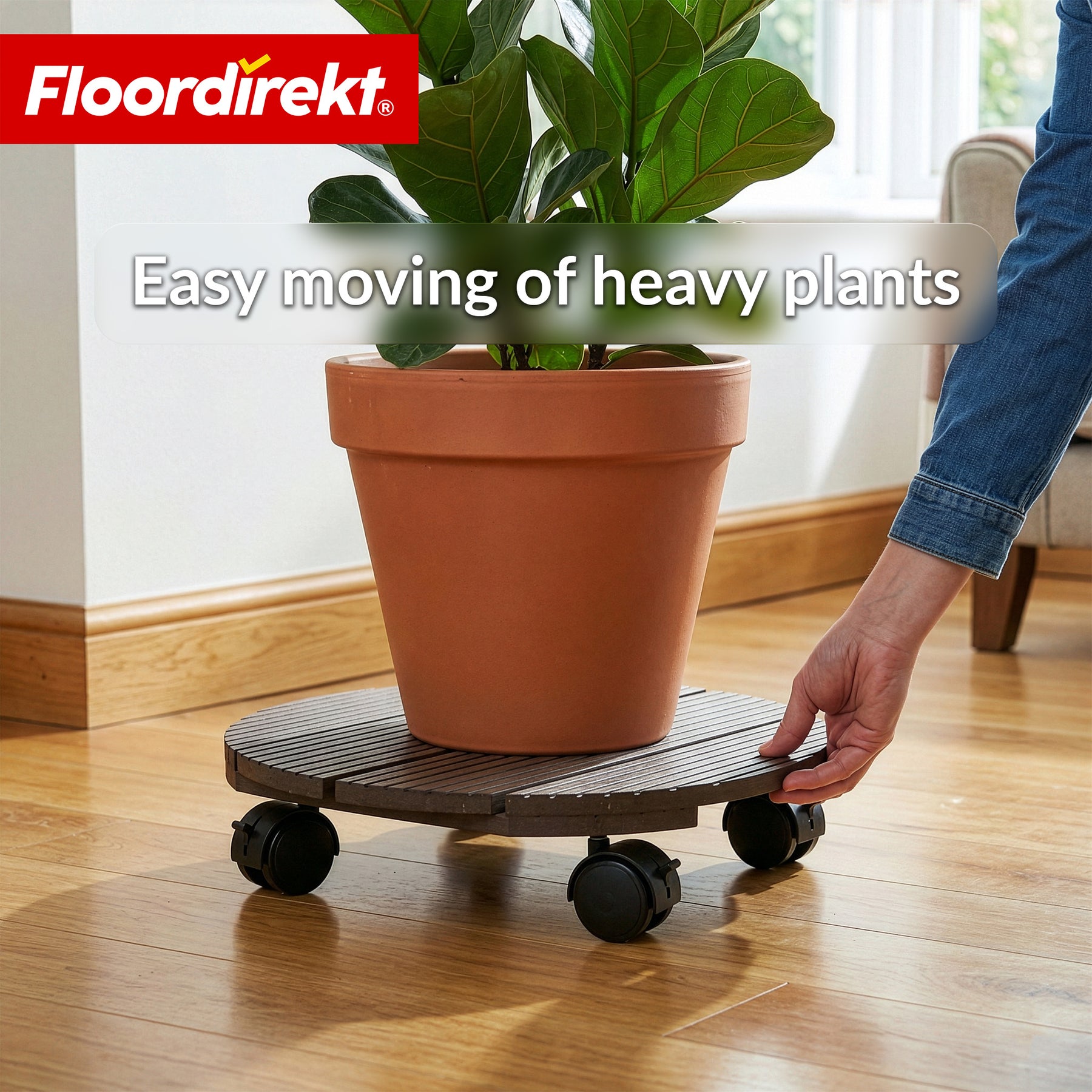 WPC-plantevogn | Countess | Rulleunderlag Ø 30 cm | 4 drejehjul 360° & bremse | belastbar op til 80 kg