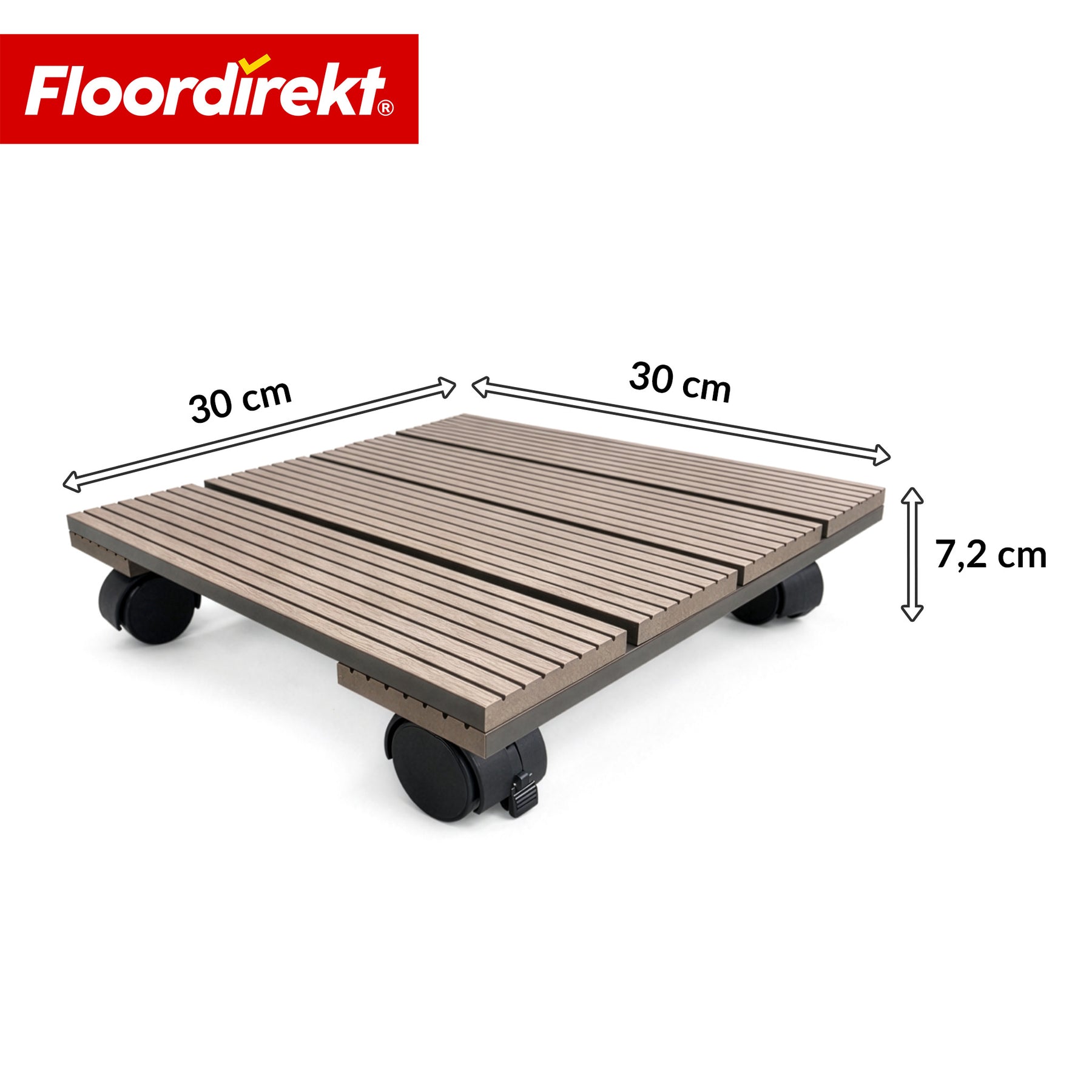 WPC-plantevogn | Marquis | Rulleunderlag 30 x 30 cm | 360° drejehjul med bremse | Belastningsevne op til 80 kg