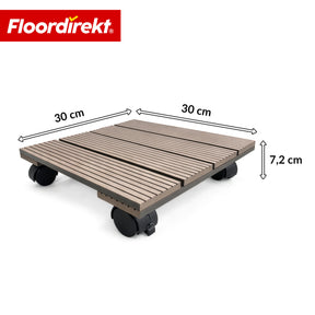 WPC-plantevogn | Marquis | Rulleunderlag 30 x 30 cm | 360° drejehjul med bremse | Belastningsevne op til 80 kg
