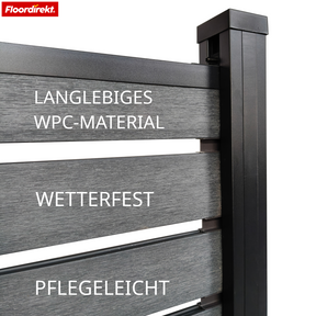 WPC Hegn | Elba | 180x180 cm Antracit | Vejrbestandigt, UV-stabilt & vedligeholdelsesfrit med aluminiumsstolper