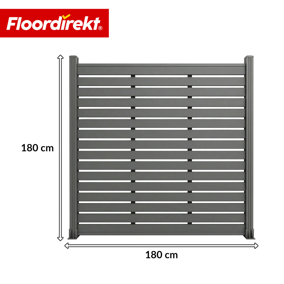WPC-afskærmningshegn | Milos | 180 x 180 cm i antracit med aluminiumsstolper