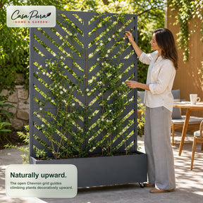 Plantekasse med espalier | Floris | Mobil afskærmning i galvaniseret stål | 119,5 × 40,6 × 185,5 cm