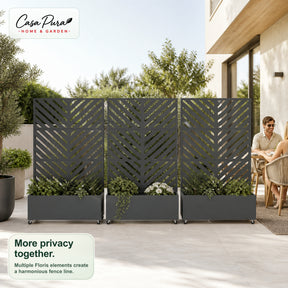 Plantekasse med espalier | Floris | Mobil afskærmning i galvaniseret stål | 119,5 × 40,6 × 185,5 cm